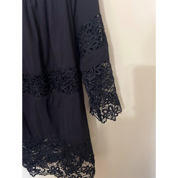 Whimsigoth Off-Shoulder Black Top Lace Trim Small Fairy Grunge Witchy - Picture 9 of 11